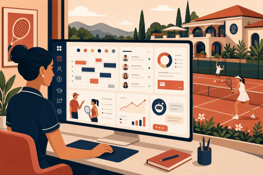 Tennis club operator managing reservations, billing and member inquiries from one system