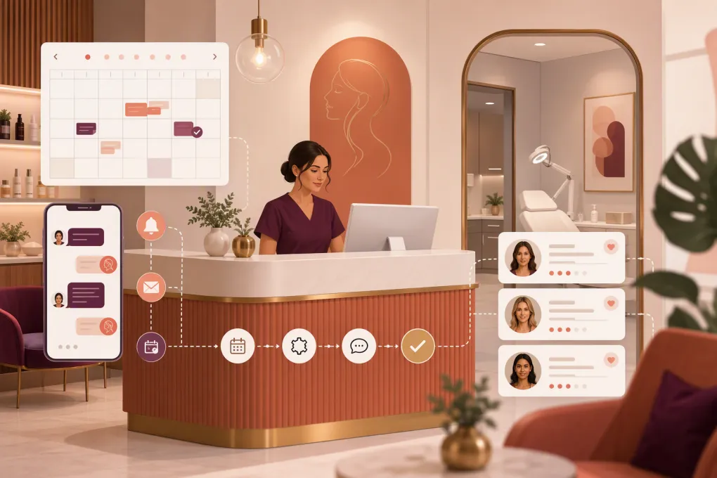 Modern cosmetic injection clinic using digital booking, client records, and automated messaging