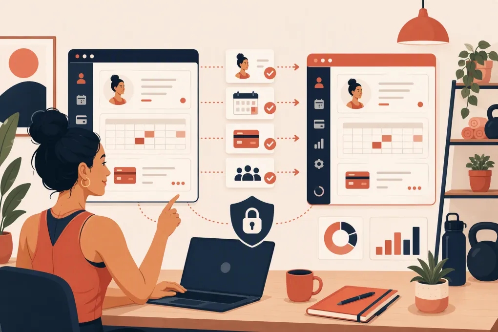 Fitness studio operator moving member, booking and payment data between software platforms