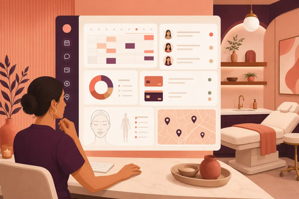 Med spa operator comparing booking, CRM, payments, charting, and AI receptionist platforms