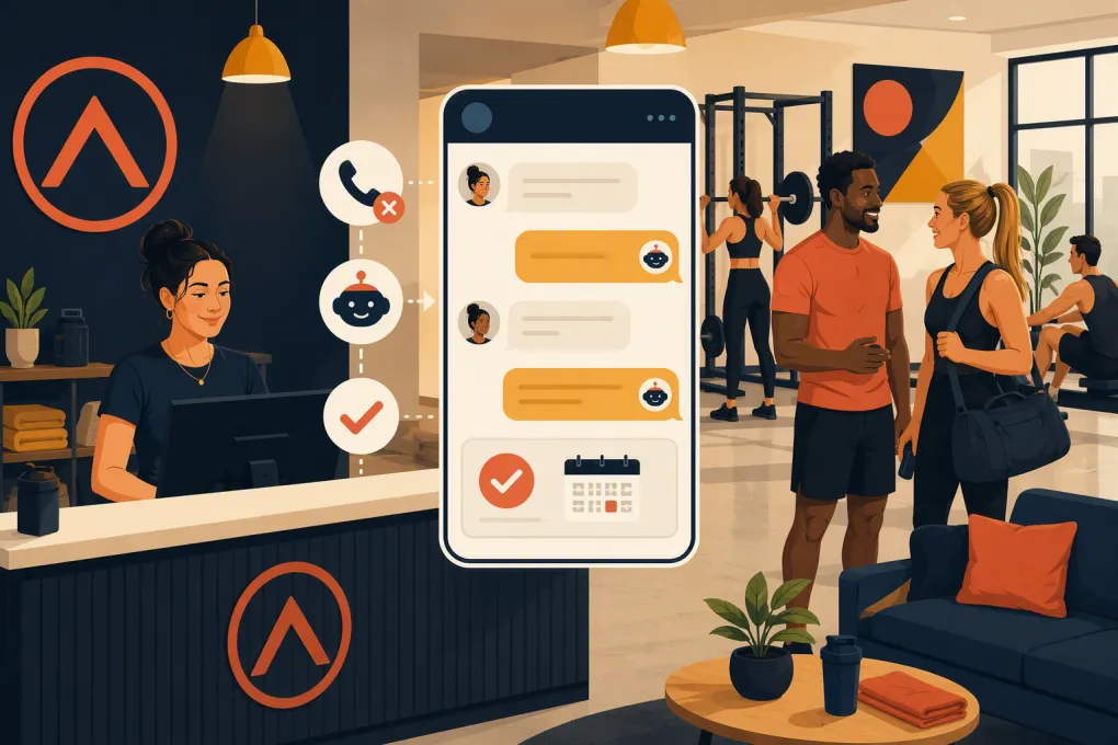 A missed gym phone call becoming a text conversation and confirmed class booking