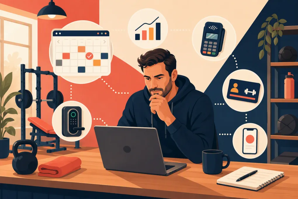 Gym owner comparing software, payment, booking, and implementation costs