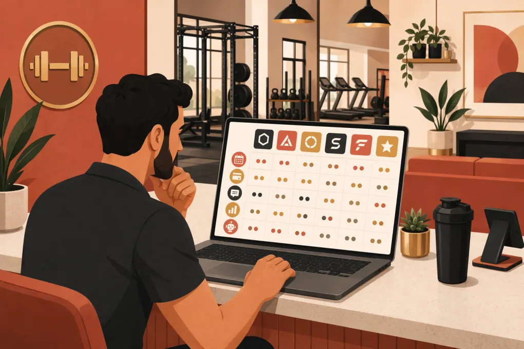 Gym operator comparing software for booking, billing, lead management, and automation