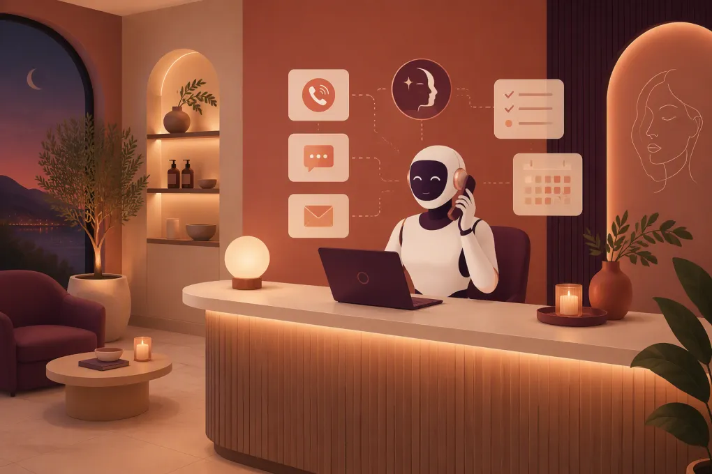 AI receptionist handling calls, texts, and consultation bookings for a med spa