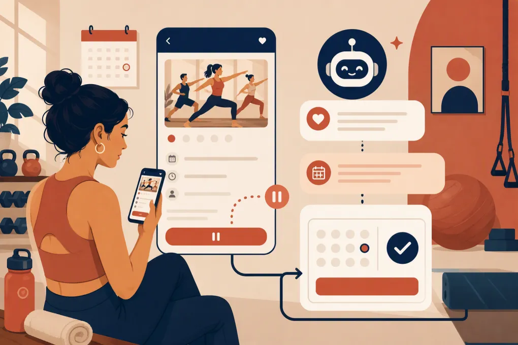 AI assistant reconnecting a customer with an abandoned fitness studio booking