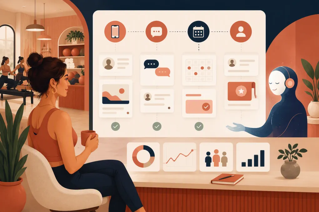 Studio owner monitoring an automated fitness lead nurturing workflow