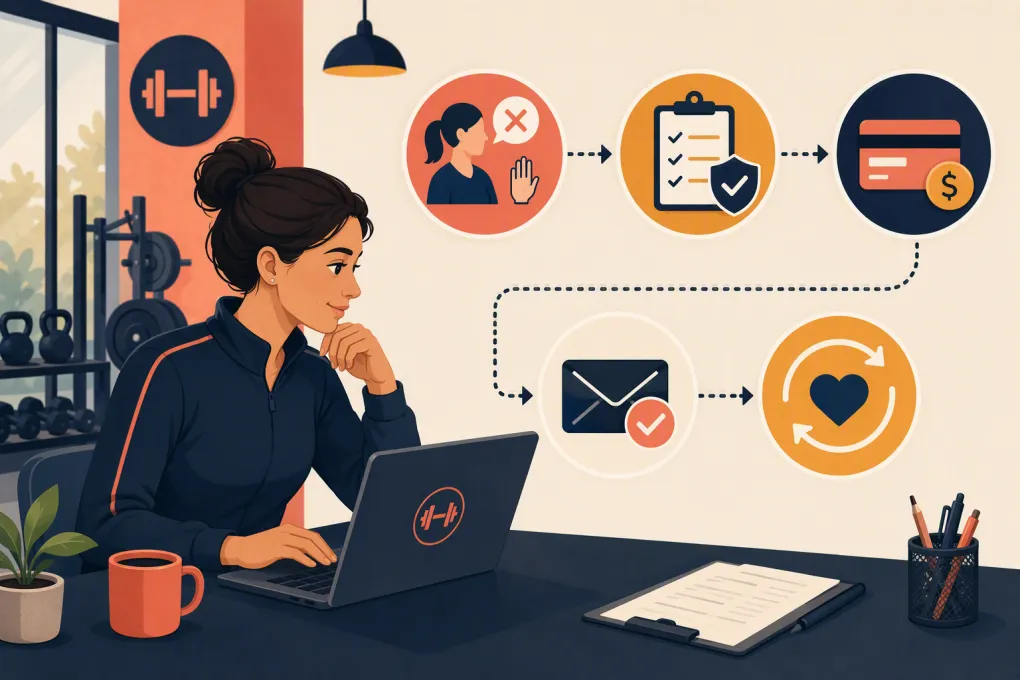 Gym operator managing an automated membership cancellation workflow