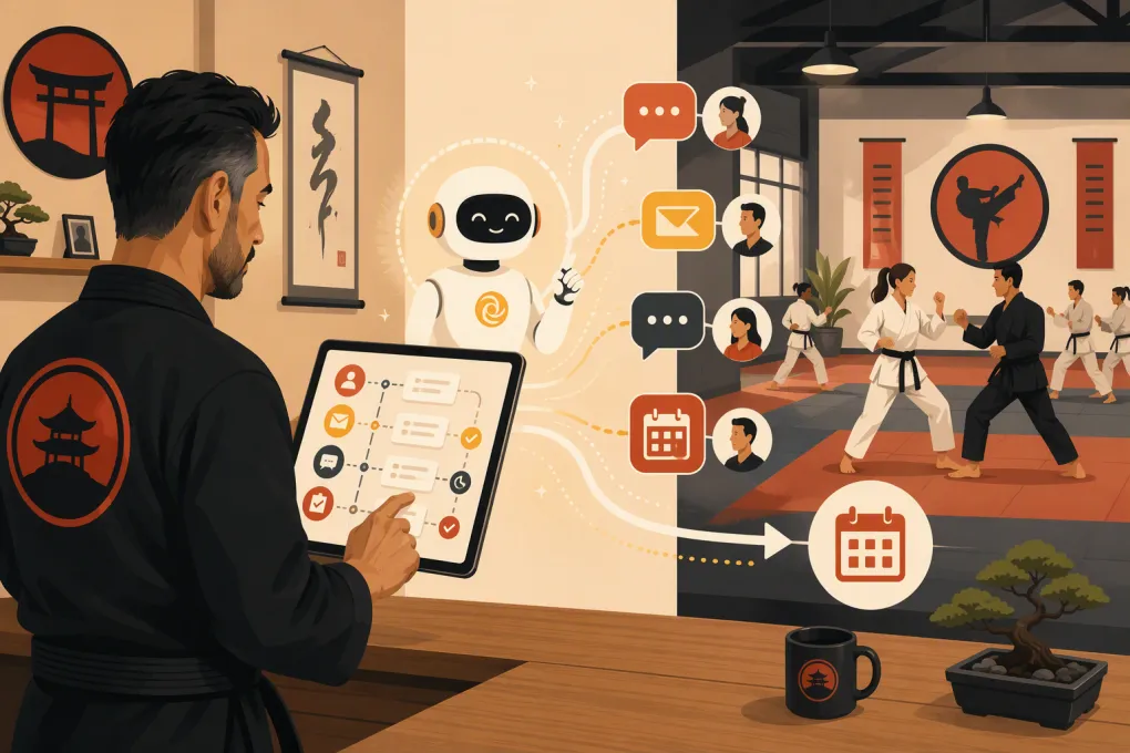 Martial arts school owner using AI automation to follow up with trial leads