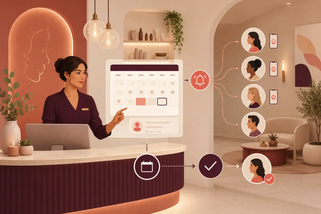 AI assistant filling a canceled med spa appointment from a digital waitlist