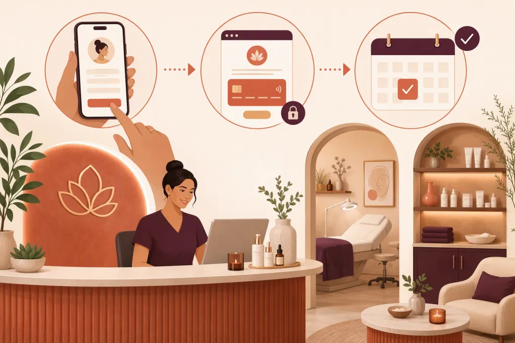 Automated med spa deposit workflow connecting a payment link to a confirmed appointment