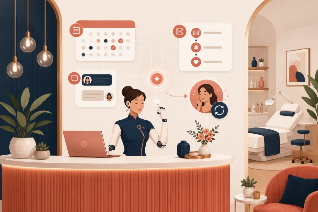 AI assistant automating rebooking reminders for a med spa appointment calendar