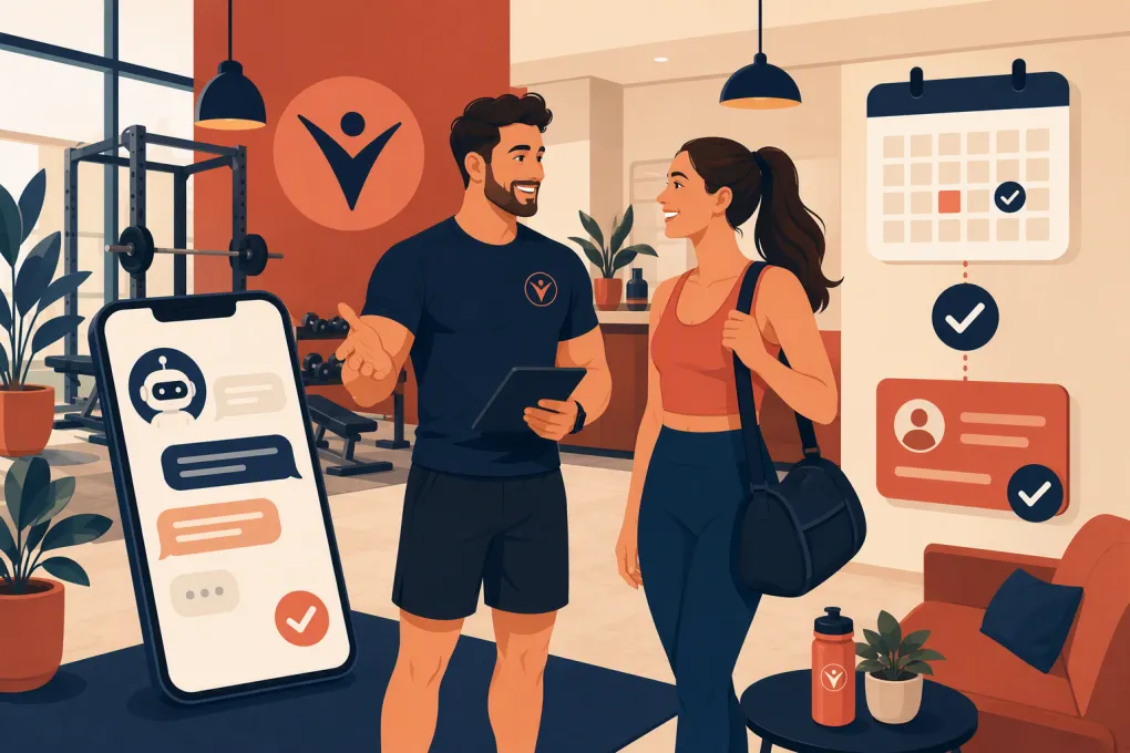 Gym owner following up with a trial lead using AI messaging and a booking calendar