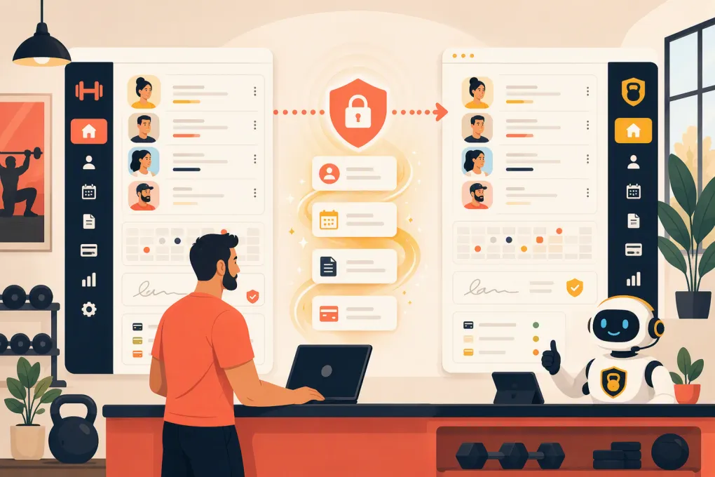 Gym operator securely moving member records and bookings between software platforms