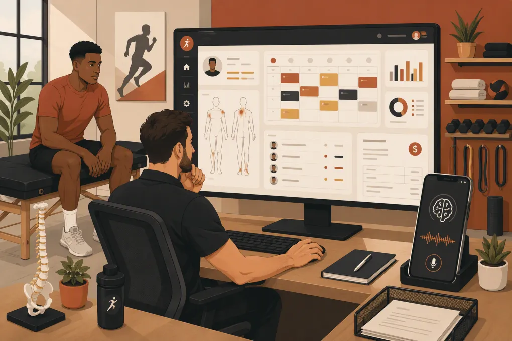 Sports chiropractor comparing clinical, booking, billing, and front-desk software