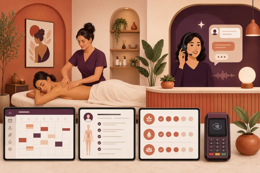 Lymphatic massage studio using booking, intake, package, payment, and AI receptionist software