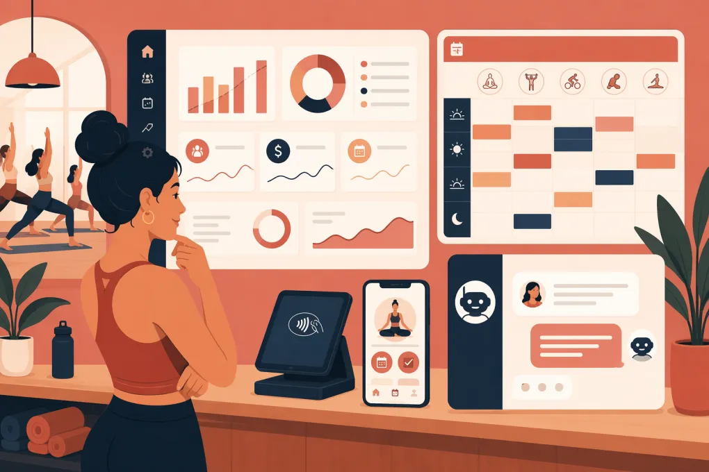 Boutique fitness operator comparing booking, payment and AI receptionist software