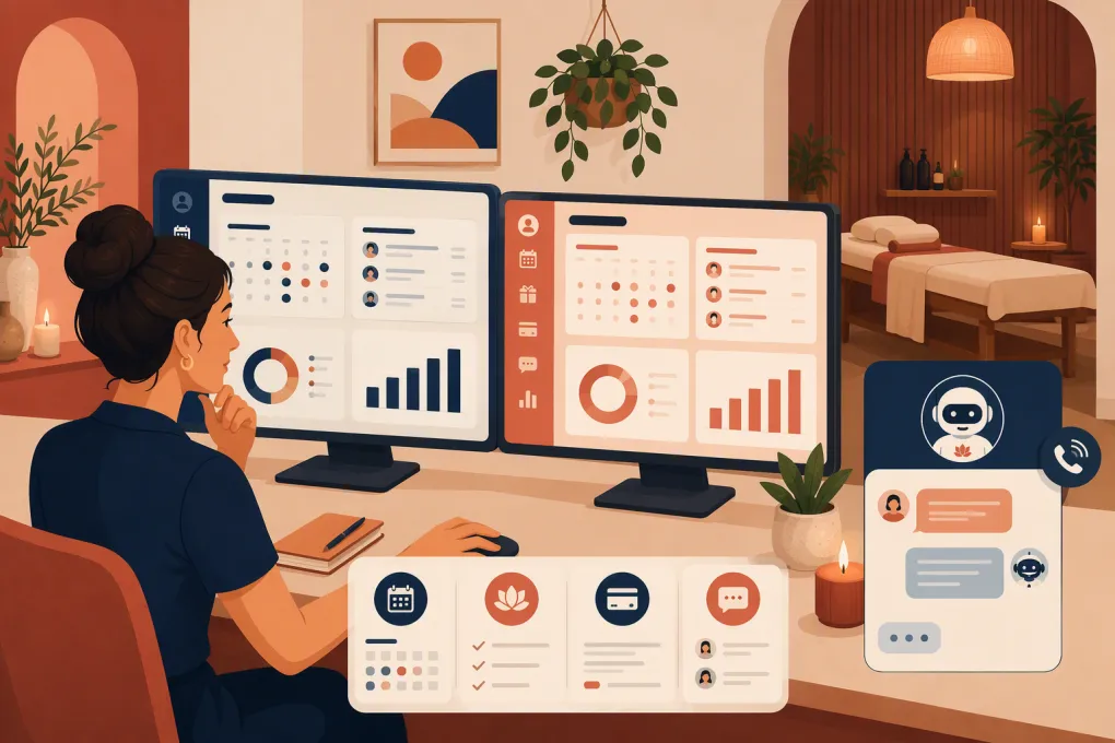 Massage spa operator comparing software for memberships, bookings, credits, and payments
