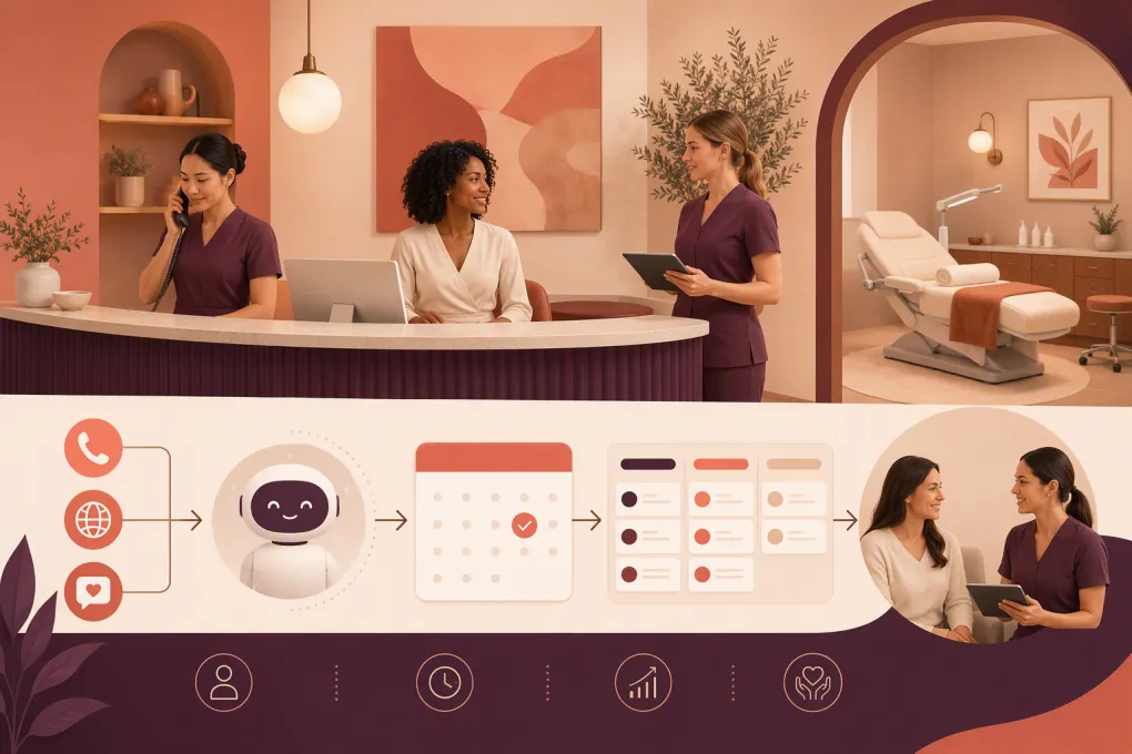 AI receptionist organizing med spa inquiries, follow-ups, and consultation bookings