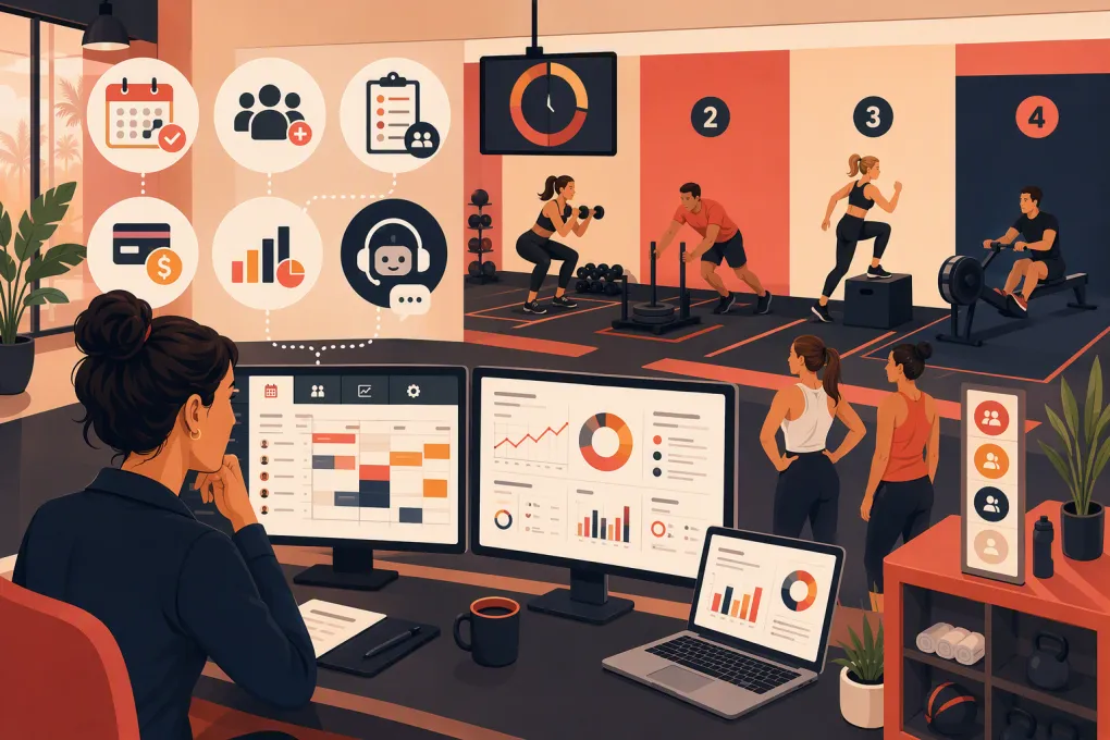 HIIT studio operator comparing booking, billing and AI management platforms