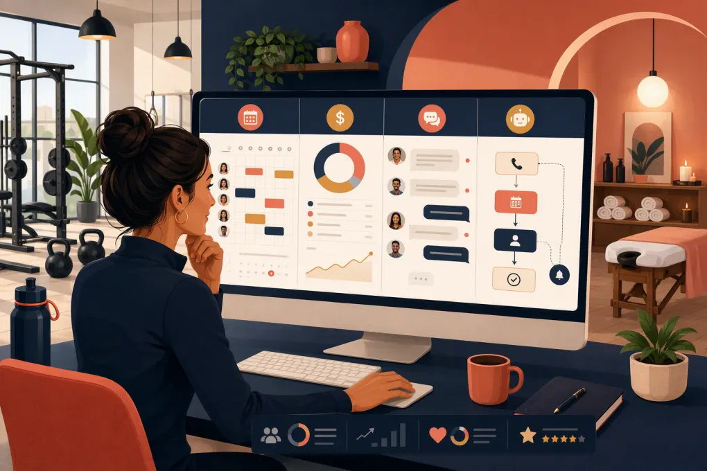 Fitness studio owner comparing booking, payment and lead management software