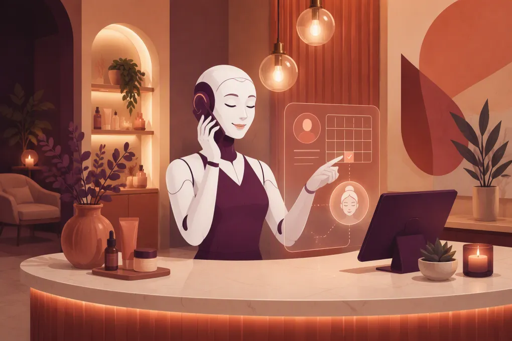 AI receptionist answering an after-hours call and booking a med spa consultation