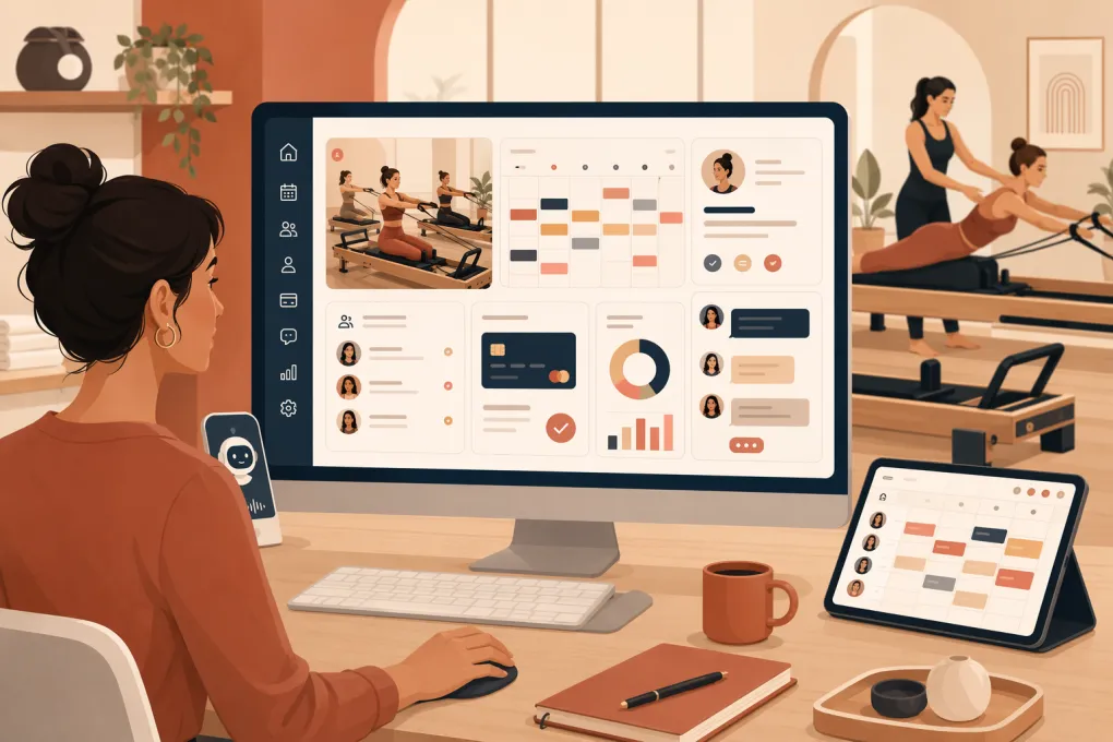 Pilates studio operator managing bookings, payments, and client messages from one dashboard