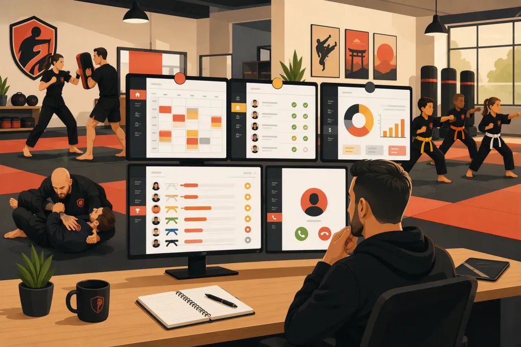 Self-defense school operator comparing scheduling, billing and student management software