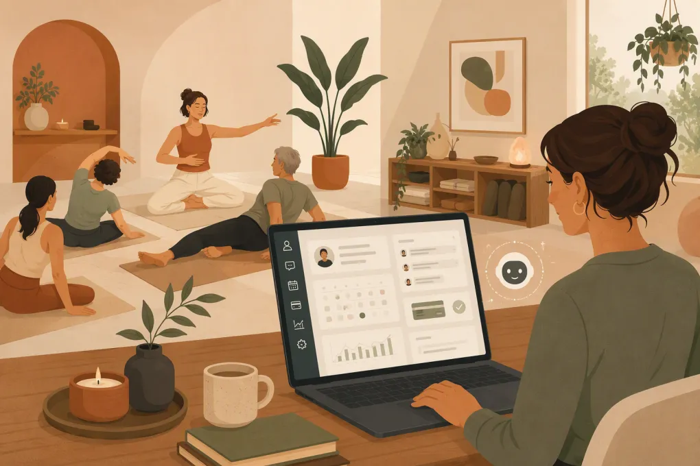 Somatic studio owner managing classes, appointments, messages, and payments from one platform