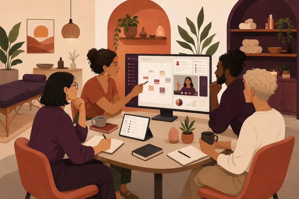 Somatic practitioners comparing scheduling, records, billing, telehealth, and communication software