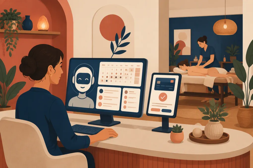 Virtual receptionist managing calls and bookings for a massage therapy clinic