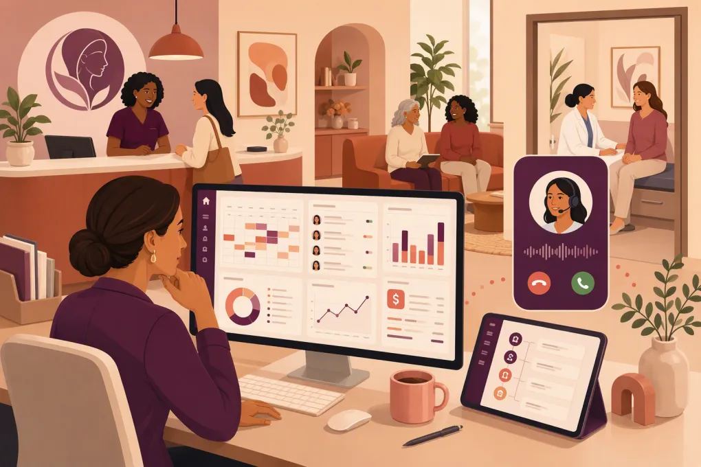 Women's health clinic operator managing scheduling, billing and patient communication software