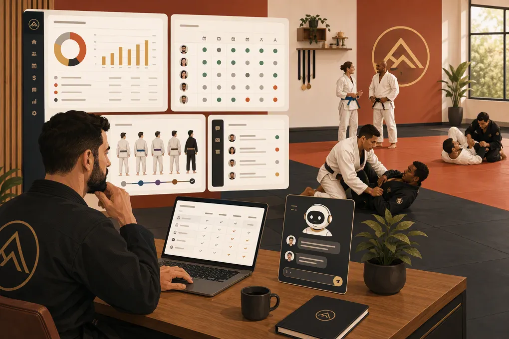 Jiu-jitsu owner comparing software for billing, attendance, belt tracking and lead follow-up