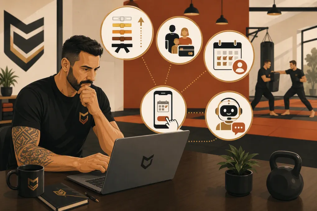 Krav Maga owner comparing billing, rank tracking, booking and lead management software